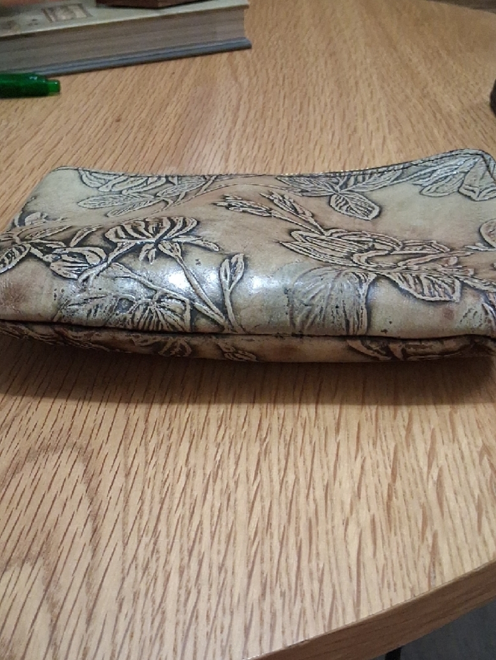 Patricia Nash Beige Brown Floral Embossed Mini Wristlet - Picture 5 of 6